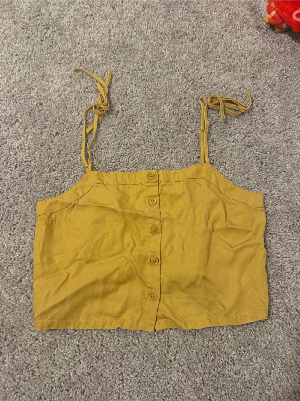 Abercrombie & Fitch Mustard Yellow Button-Front Cropped Tank